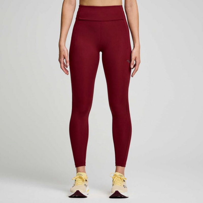 Saucony Fortify 7/8 Women\'s Tight Burgundy | IRELAND IWGM