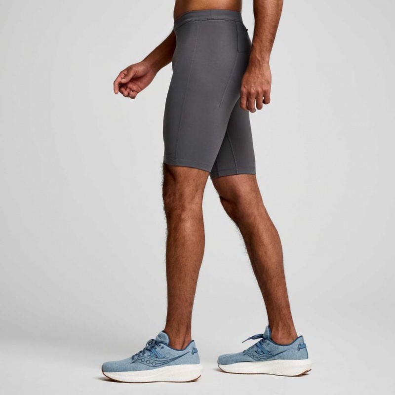 Saucony Fortify Lined Half Men's Tight Grey | IRELAND ZVHA