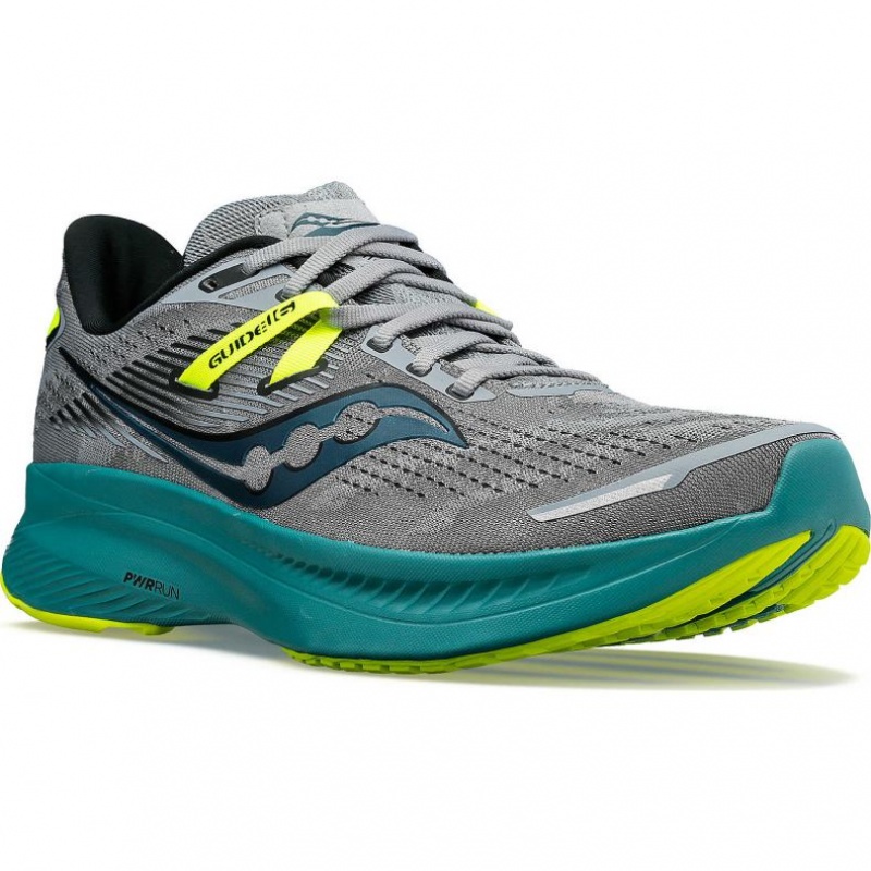 Saucony Guide 16 Men's Running Shoes Grey / Turquoise | IRELAND TASX