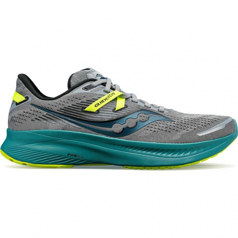 Saucony Guide 16 Men\'s Running Shoes Grey / Turquoise | IRELAND TASX