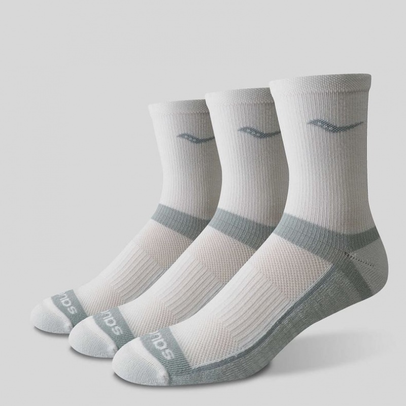 Saucony Inferno Cushion Mid 3-Pack Men's Socks White | IRELAND PCSY