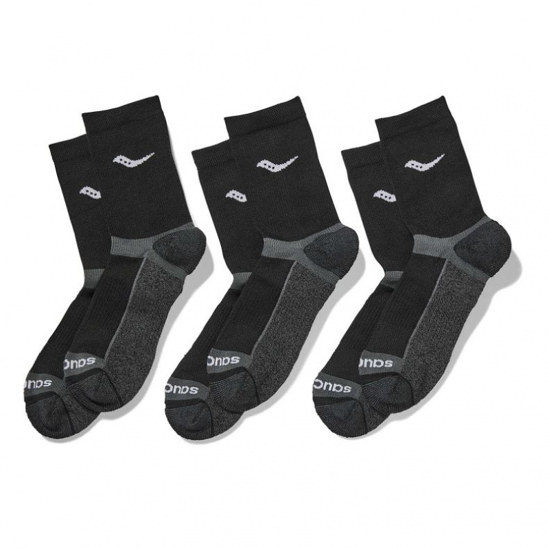 Saucony Inferno Cushion Mid 3-Pack Men\'s Socks Black | IRELAND KMEL