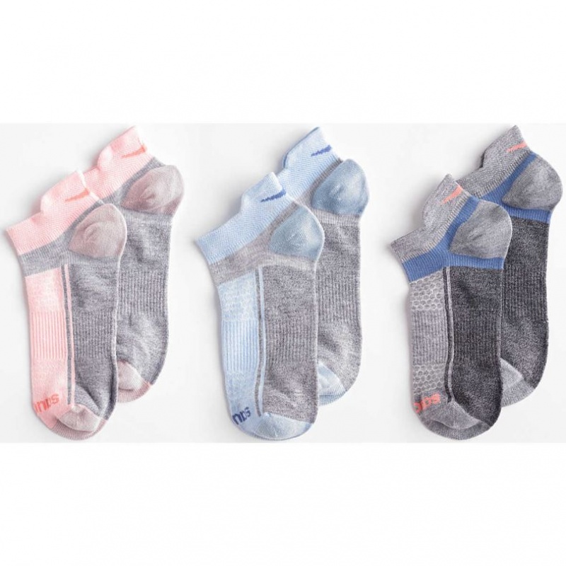 Saucony Inferno Liteweight 3-Pack Women's Socks Blue / Pink / Grey | IRELAND RCNI