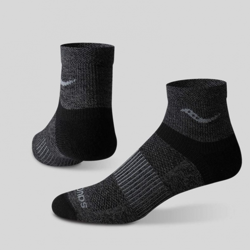 Saucony Inferno Merino Wool Blend Quarter 3-Pack Men\'s Socks Black | IRELAND AWEZ