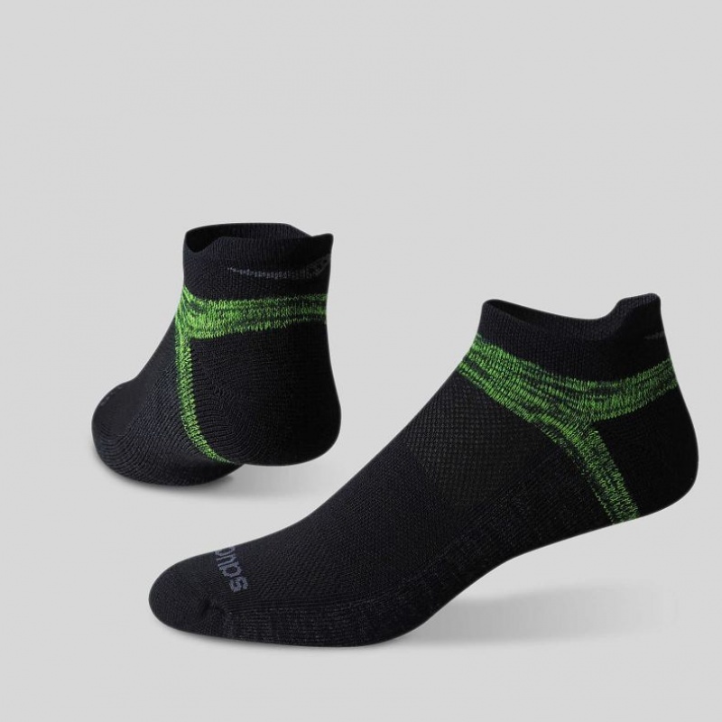 Saucony Inferno No Show Tab 3-Pack Men's Socks Black / Green | IRELAND TKHQ