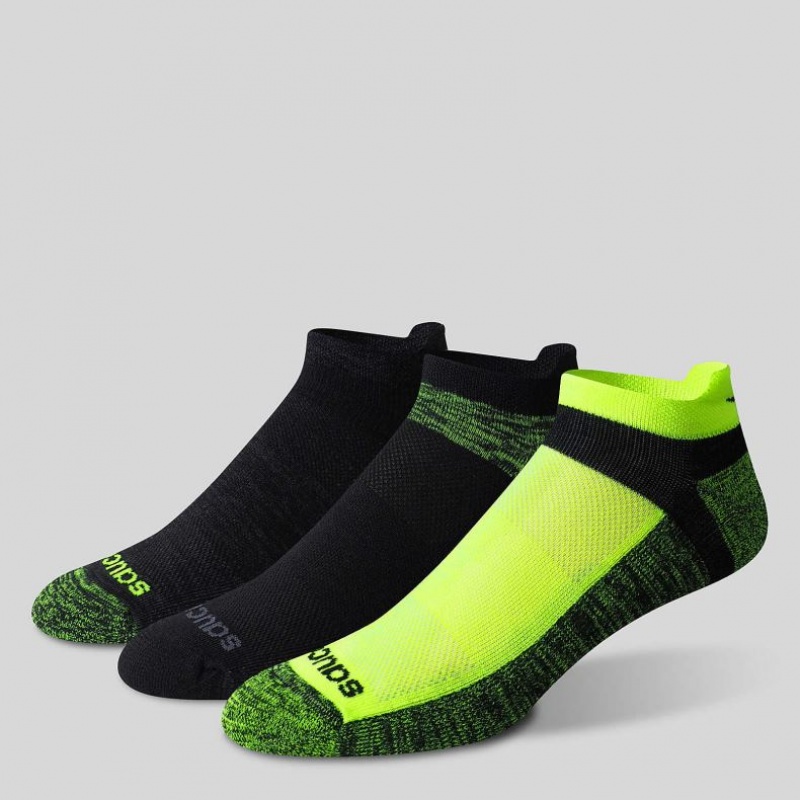 Saucony Inferno No Show Tab 3-Pack Men's Socks Black / Green | IRELAND TKHQ