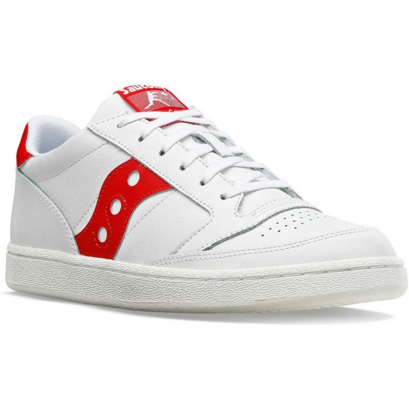 Saucony Jazz Court PU Men's Sneakers White / Red | IRELAND MVWG