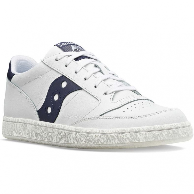 Saucony Jazz Court PU Men's Sneakers White / Navy | IRELAND ZBJL