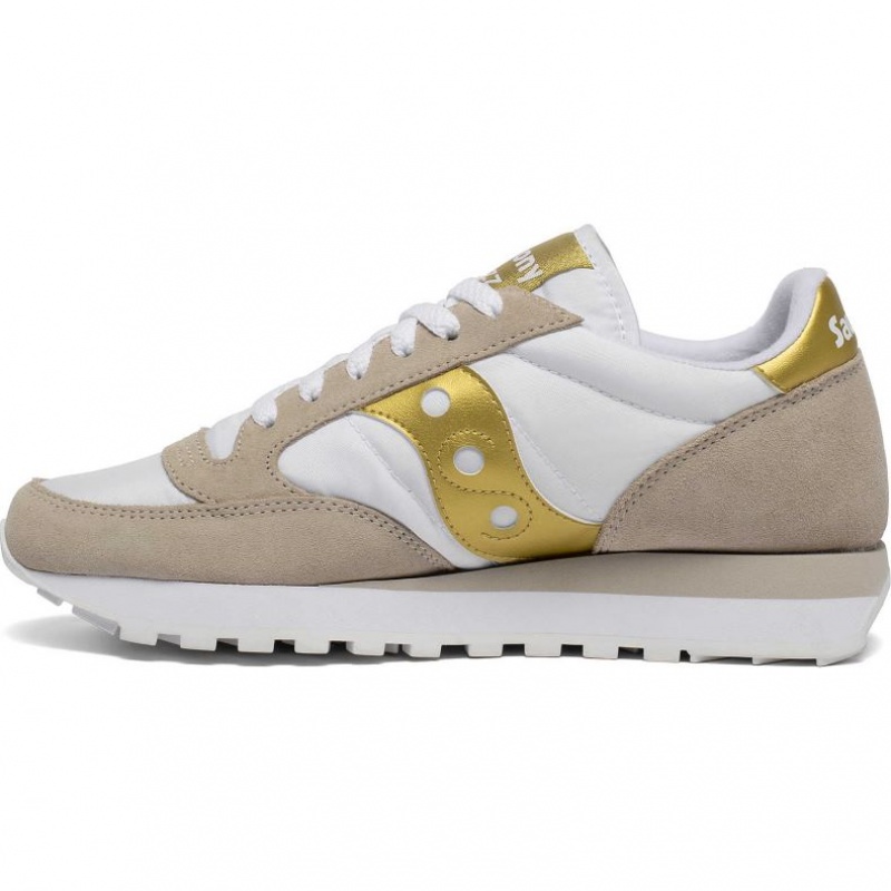 Saucony Jazz Original Women's Sneakers White / Beige / Gold | IRELAND FPWV