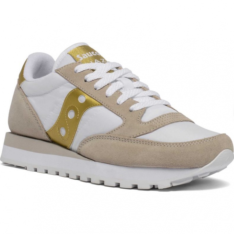 Saucony Jazz Original Women's Sneakers White / Beige / Gold | IRELAND FPWV