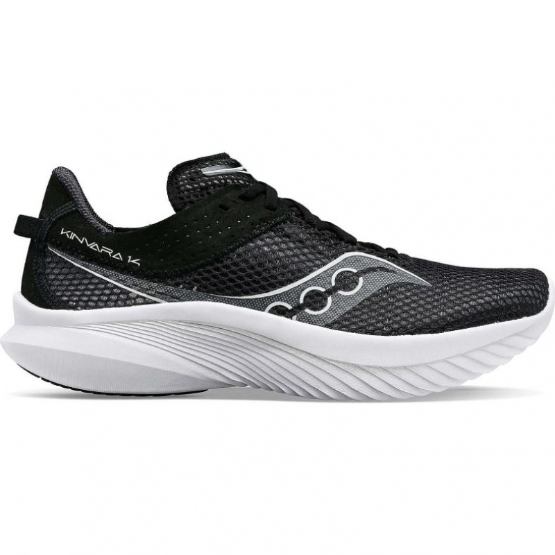 Saucony Kinvara 14 Women\'s Running Shoes Black / White | IRELAND WGPA