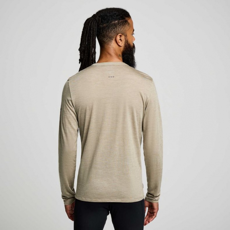 Saucony Peregrine Merino Long Sleeve Men's T-Shirt Olive | IRELAND CDGR