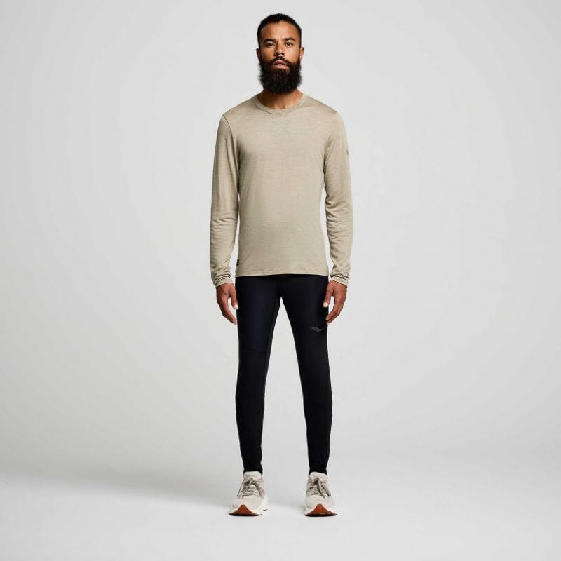 Saucony Peregrine Merino Long Sleeve Men's T-Shirt Olive | IRELAND CDGR