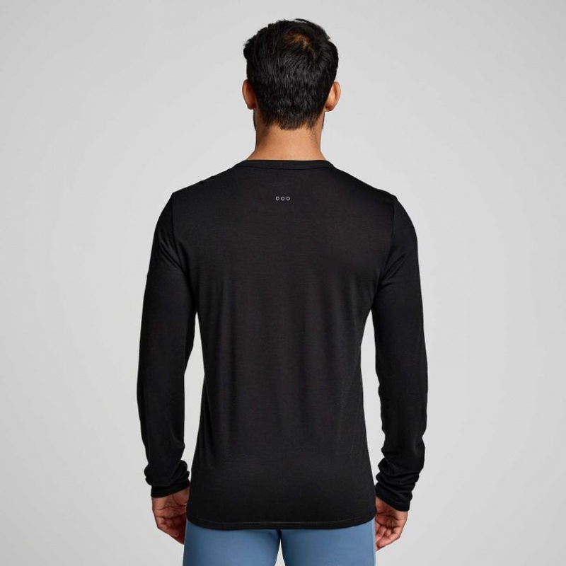 Saucony Peregrine Merino Long Sleeve Men's T-Shirt Black | IRELAND VIMN