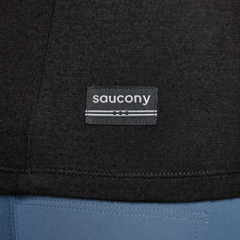 Saucony Peregrine Merino Long Sleeve Men's T-Shirt Black | IRELAND VIMN