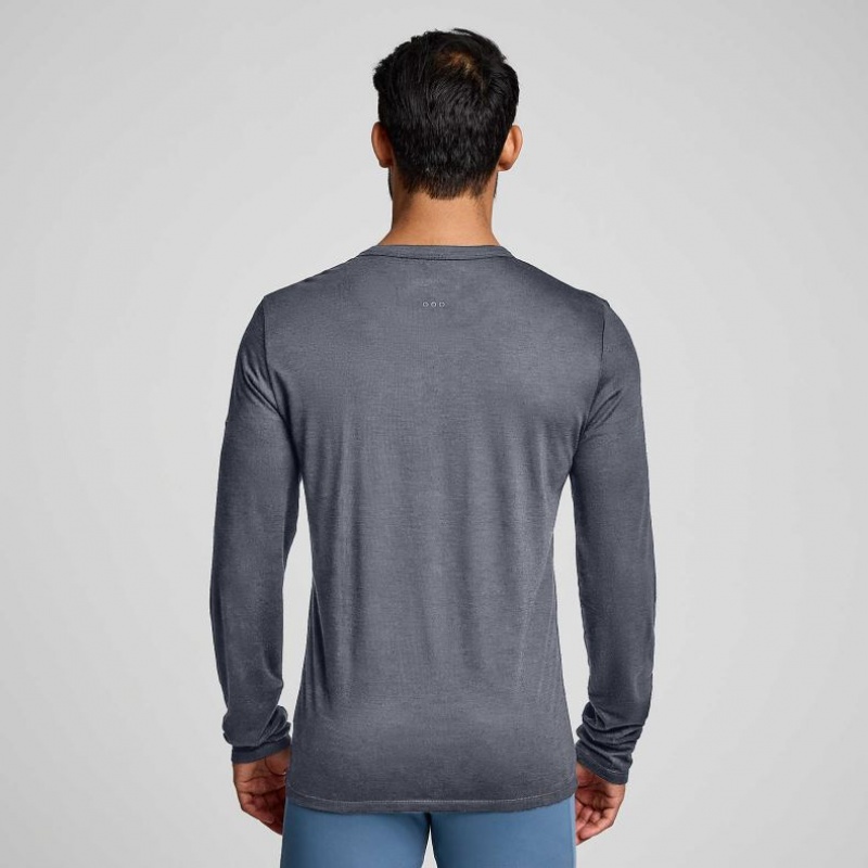 Saucony Peregrine Merino Long Sleeve Men's T-Shirt Grey | IRELAND XMAD