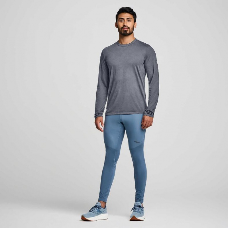 Saucony Peregrine Merino Long Sleeve Men's T-Shirt Grey | IRELAND XMAD