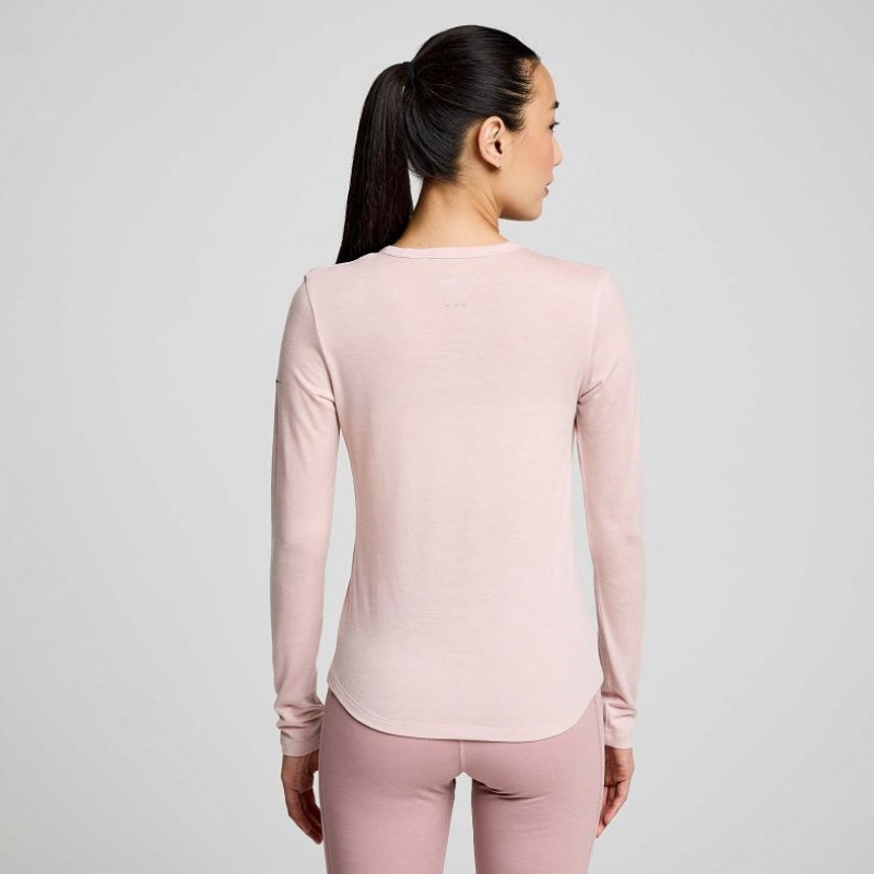 Saucony Peregrine Merino Long Sleeve Women's T-Shirt Pink | IRELAND HKTQ