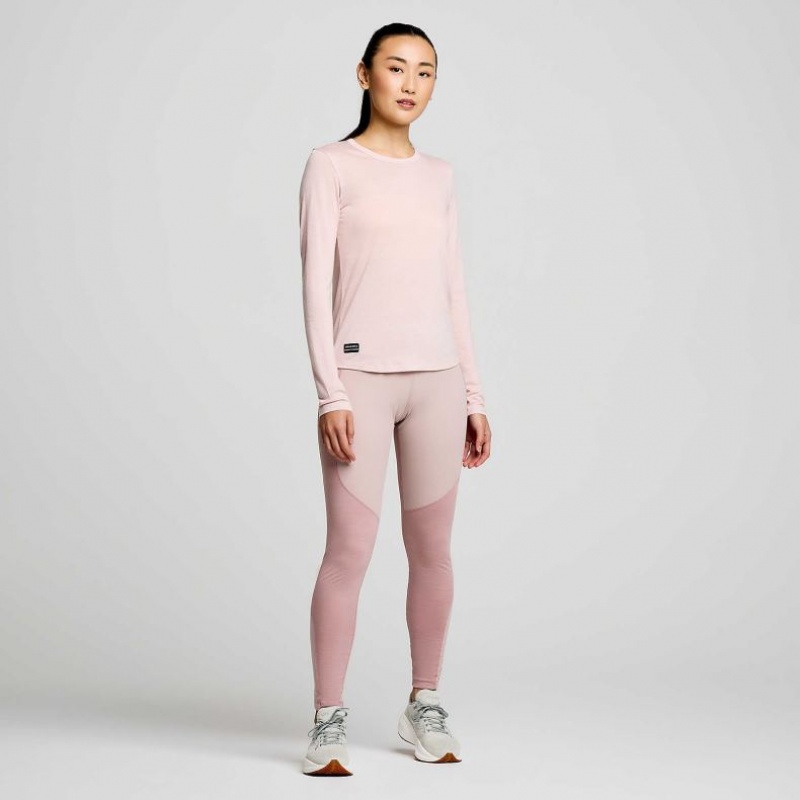 Saucony Peregrine Merino Long Sleeve Women's T-Shirt Pink | IRELAND HKTQ