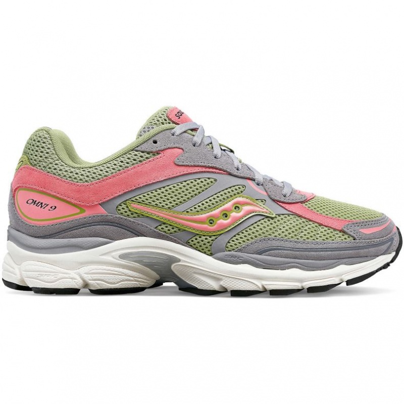 Saucony ProGrid Omni 9 Premium Men\'s Sneakers Grey / Green / Pink | IRELAND FSTV