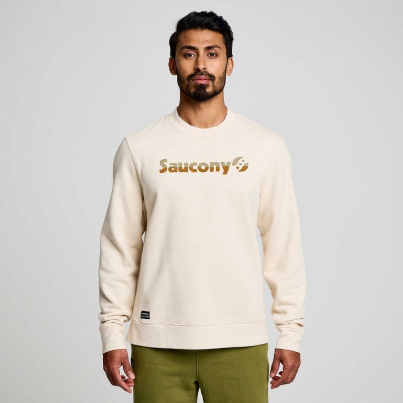 Saucony Recovery Crew Men\'s Sweatshirt Cream | IRELAND HCMW