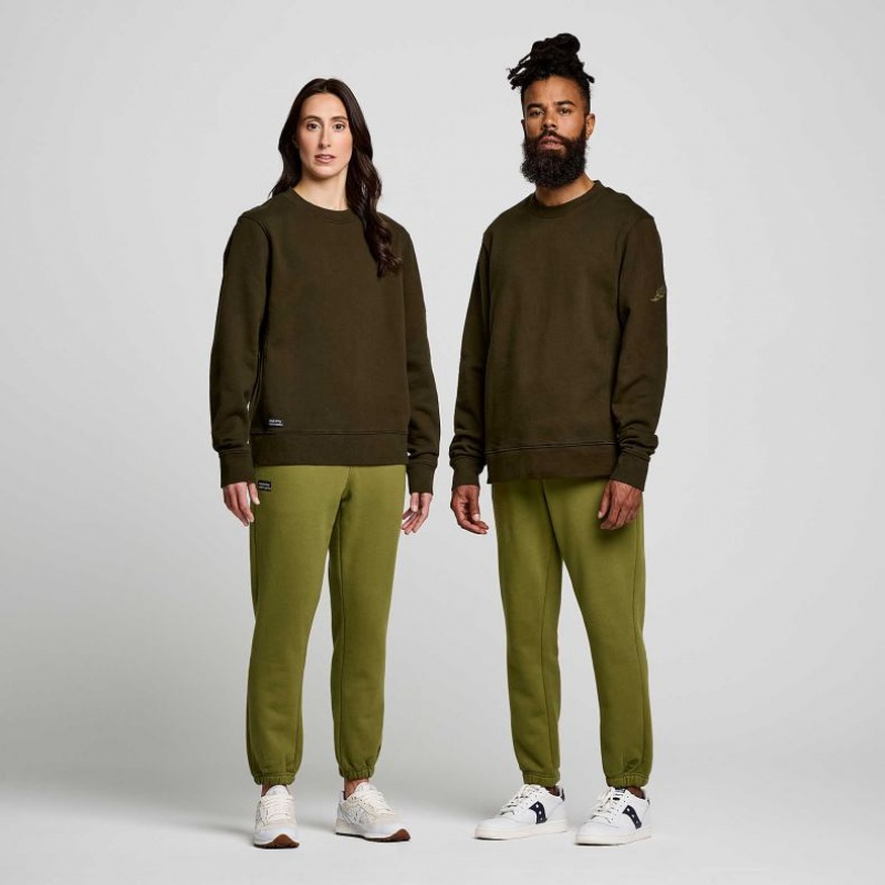 Saucony Recovery Crew Men's Sweatshirt Olive | IRELAND QUES