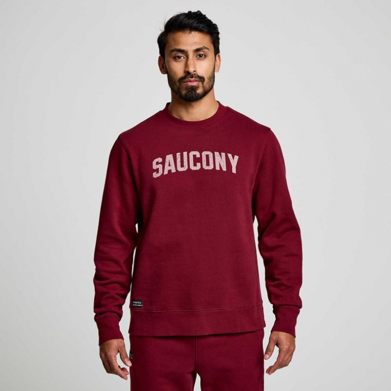 Saucony Recovery Crew Men\'s Sweatshirt Red | IRELAND FYXK