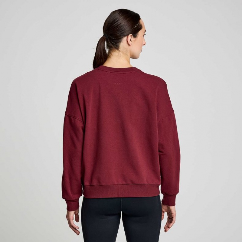 Saucony Recovery Crew Women's Sweatshirt Burgundy | IRELAND NWGX