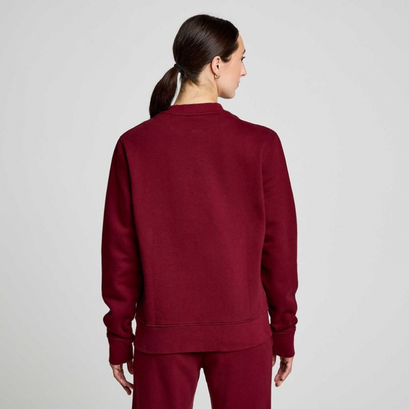 Saucony Recovery Crew Women's Sweatshirt Burgundy | IRELAND ONQZ