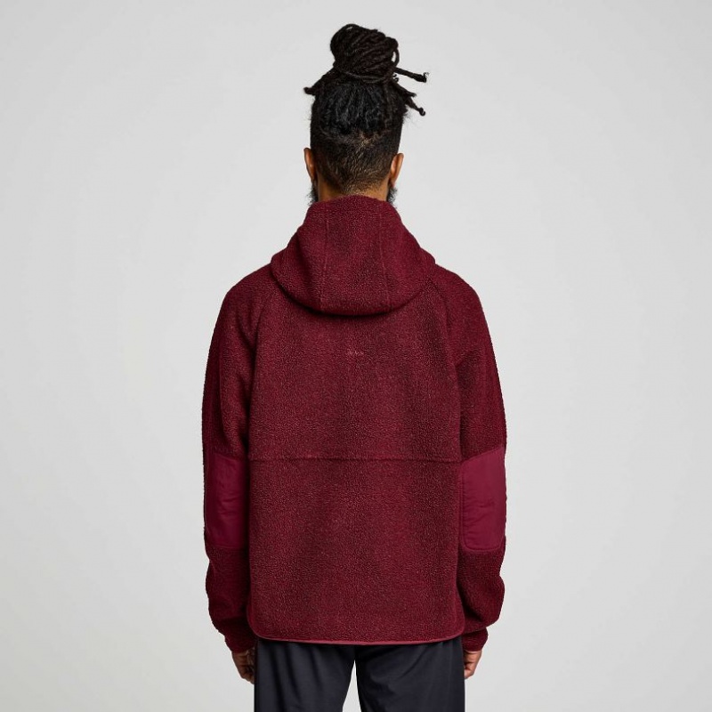 Saucony Recovery Sherpa Pullover Men's Hoodie Burgundy | IRELAND OBQP