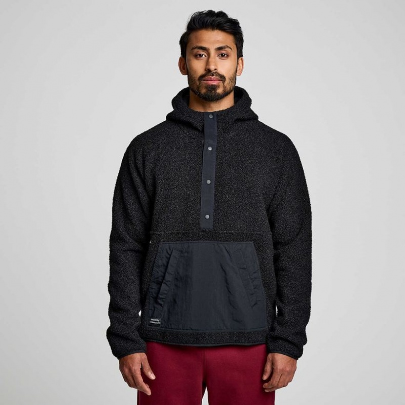 Saucony Recovery Sherpa Pullover Men\'s Hoodie Black | IRELAND KLTS