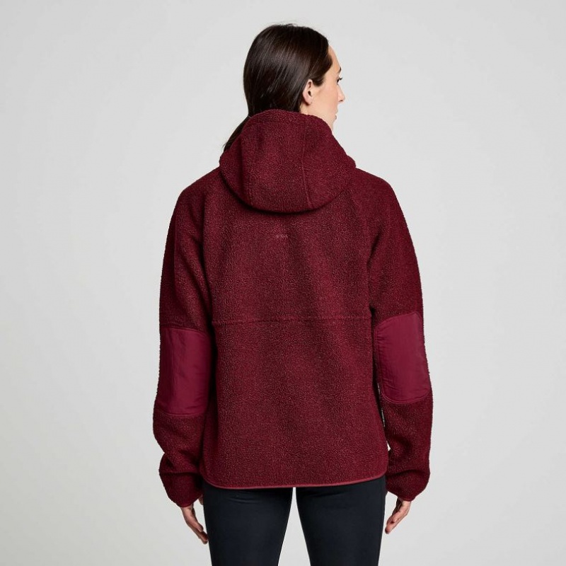 Saucony Recovery Sherpa Pullover Women's Hoodie Burgundy | IRELAND DNSK