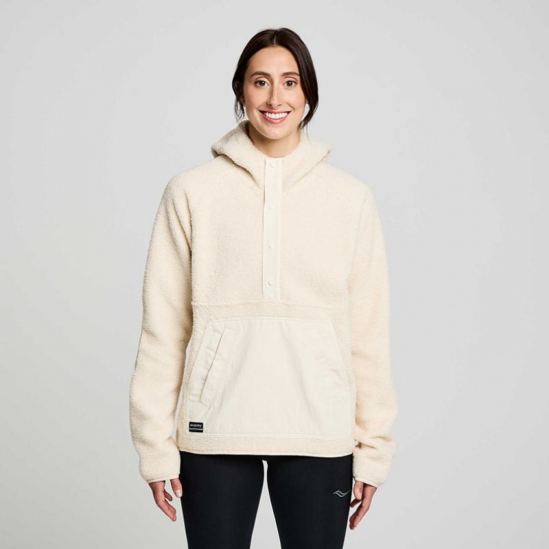 Saucony Recovery Sherpa Pullover Women\'s Hoodie Beige | IRELAND TZDM