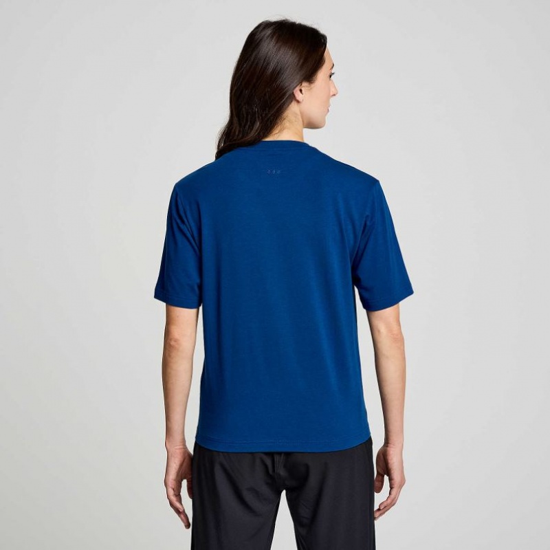 Saucony Recovery Short Sleeve Women's T-Shirt Indigo | IRELAND HAYC