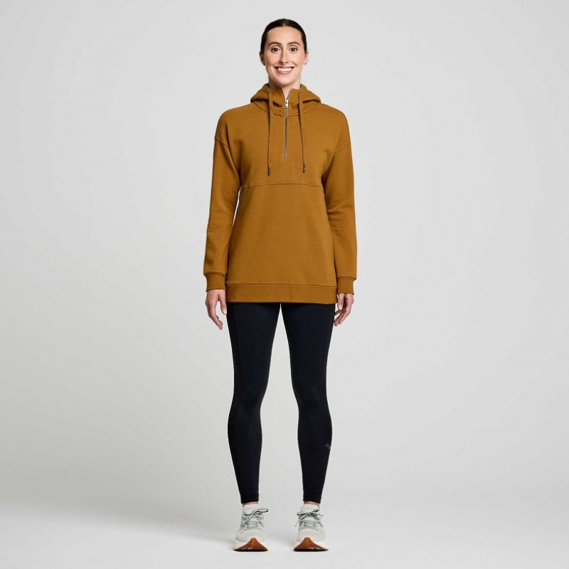 Saucony Recovery Zip Tunic Women's Hoodie Brown | IRELAND CFPG