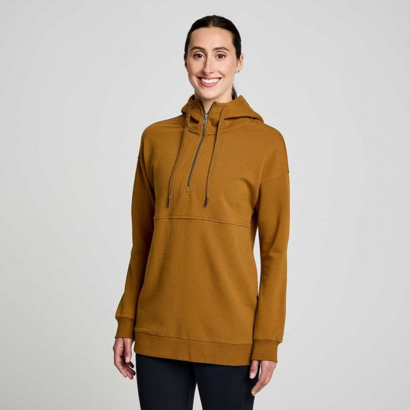 Saucony Recovery Zip Tunic Women\'s Hoodie Brown | IRELAND CFPG