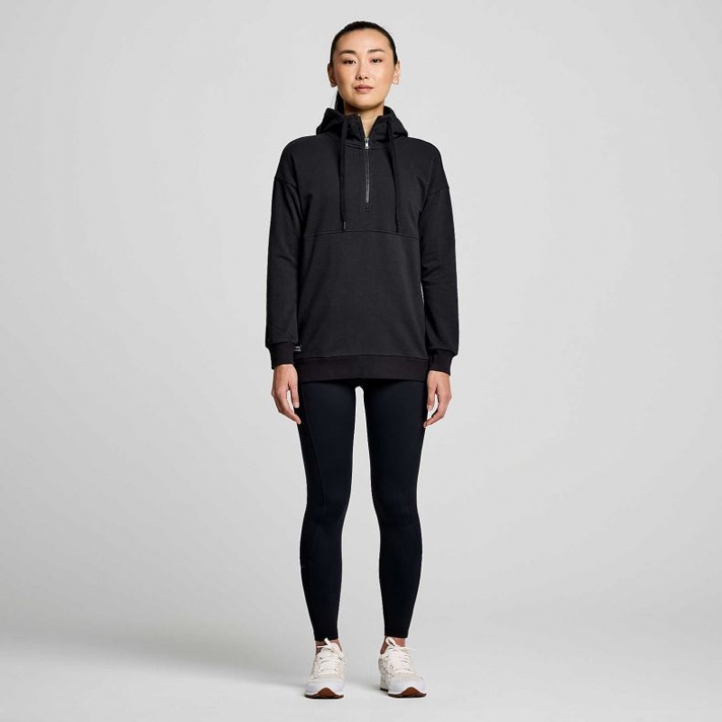 Saucony Recovery Zip Tunic Women's Hoodie Black | IRELAND FYSE