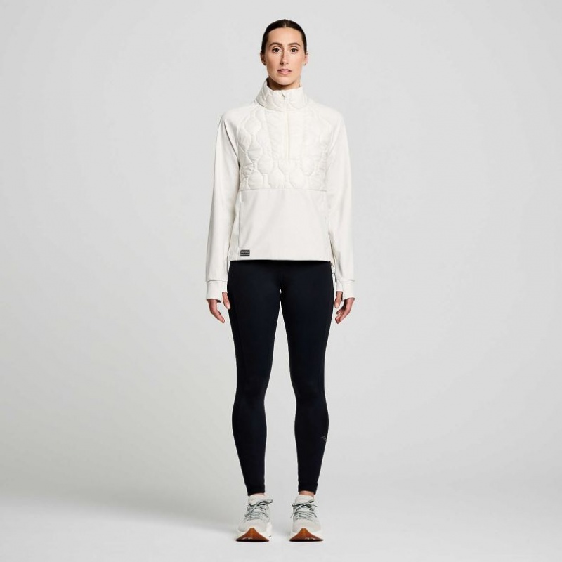 Saucony Solstice Oysterpuff 1/2 Zip Women's Sweatshirt White | IRELAND WCDV