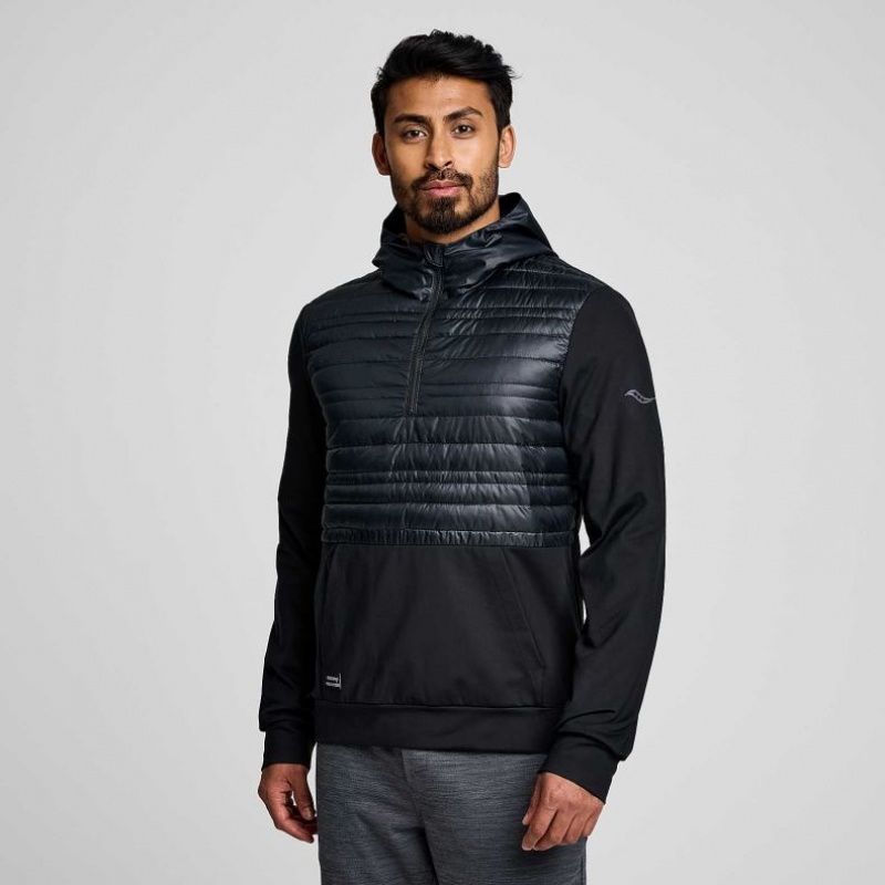 Saucony Solstice Oysterpuff Men\'s Hoodie Black | IRELAND RPGQ