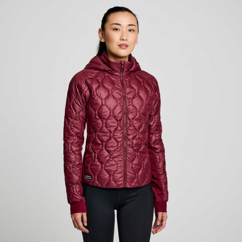 Saucony Solstice Oysterpuff Women\'s Jacket Burgundy | IRELAND GJOZ