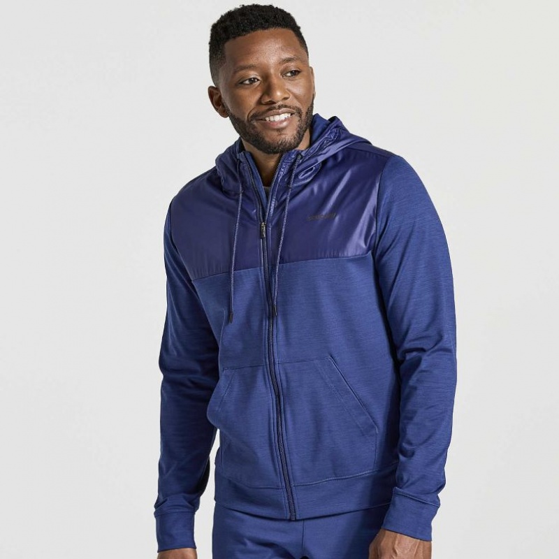 Saucony Solstice Zip Men\'s Hoodie Navy | IRELAND NROL