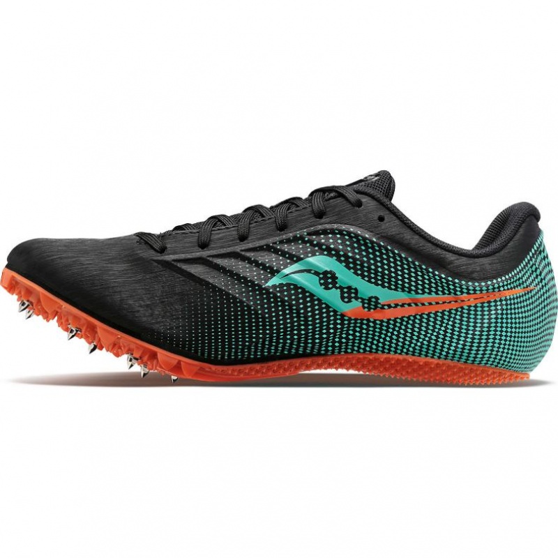 Saucony Spitfire 5 Men's Spikes Black / Turquoise | IRELAND BMLE