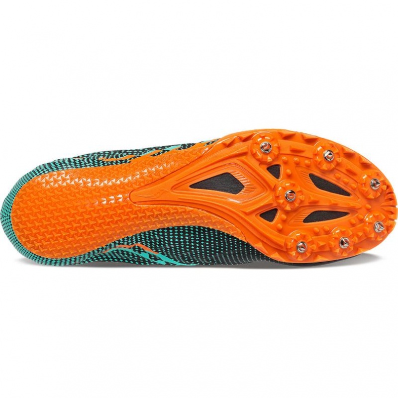 Saucony Spitfire 5 Men's Spikes Black / Turquoise | IRELAND BMLE