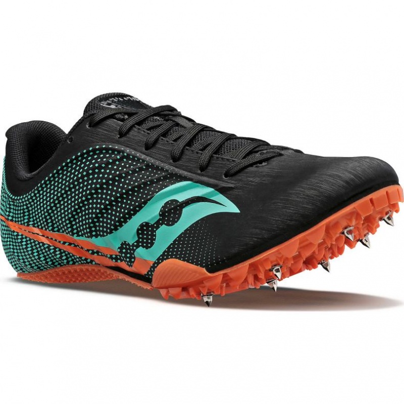 Saucony Spitfire 5 Men's Spikes Black / Turquoise | IRELAND BMLE