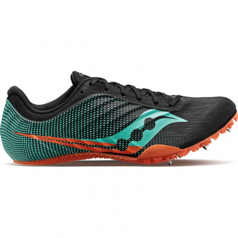 Saucony Spitfire 5 Men\'s Spikes Black / Turquoise | IRELAND BMLE