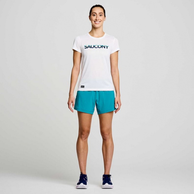 Saucony Stopwatch Graphic Short Sleeve Women's T-Shirt White | IRELAND QRTM