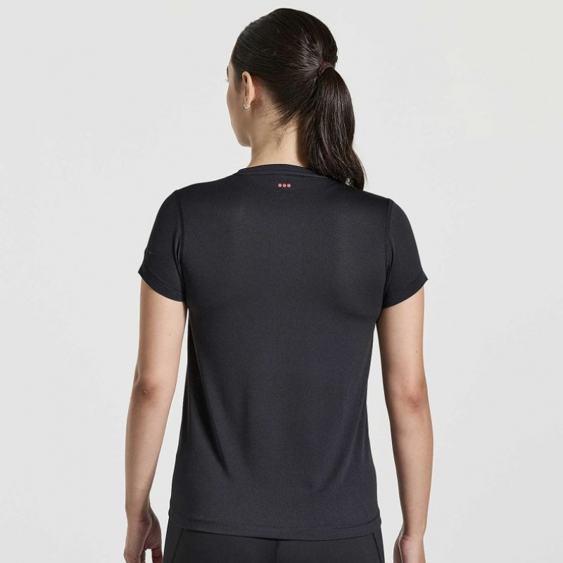 Saucony Stopwatch Graphic Short Sleeve Women's T-Shirt Black | IRELAND FKUQ