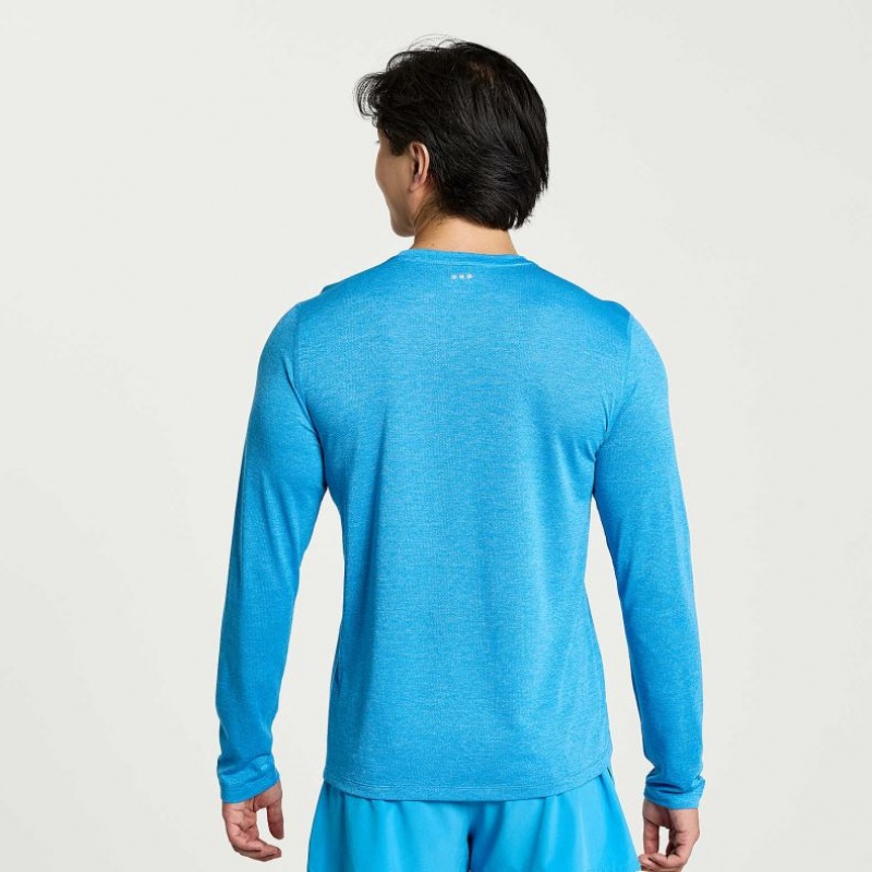 Saucony Stopwatch Long Sleeve Men's T-Shirt Blue | IRELAND XUNR