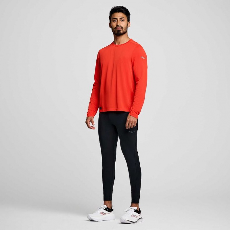 Saucony Stopwatch Long Sleeve Men's T-Shirt Red | IRELAND OVQT