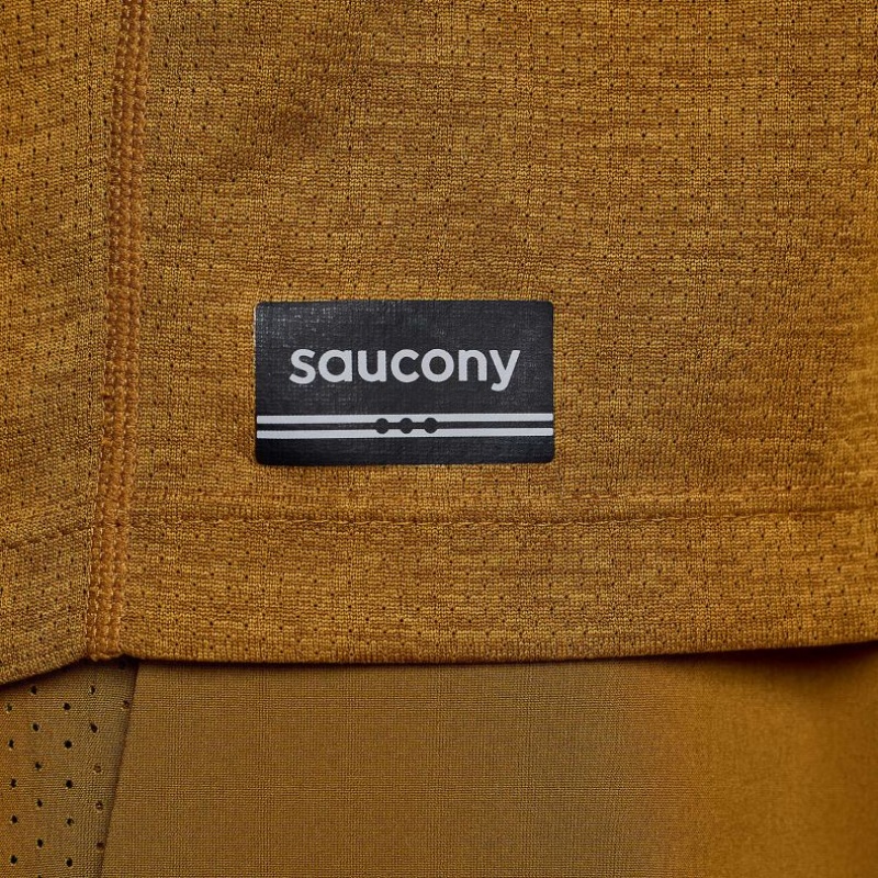 Saucony Stopwatch Long Sleeve Men's T-Shirt Brown | IRELAND VFGH